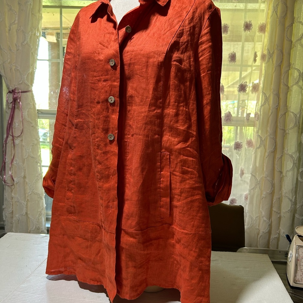 Soft Surrounding Rust Orange Button-Up Shirt Size… - image 1